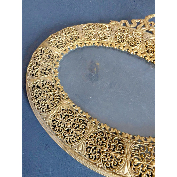 VINTAGE Ornate GOLD FILIGREE FRAME OVAL - Picture 6 of 7